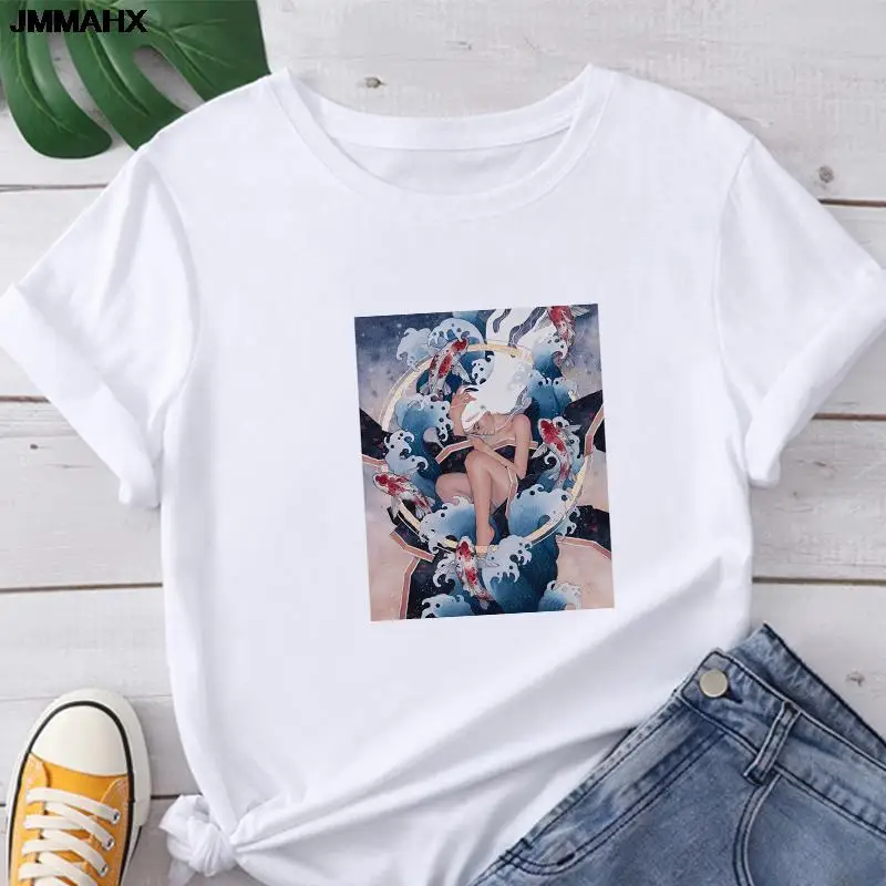 Harajuku Art Printed Women's T-shirt Casual Short Sleeve Tops Tee Streetwear Woman T Shirt Fashion Gothic Female Clothing Tshirt