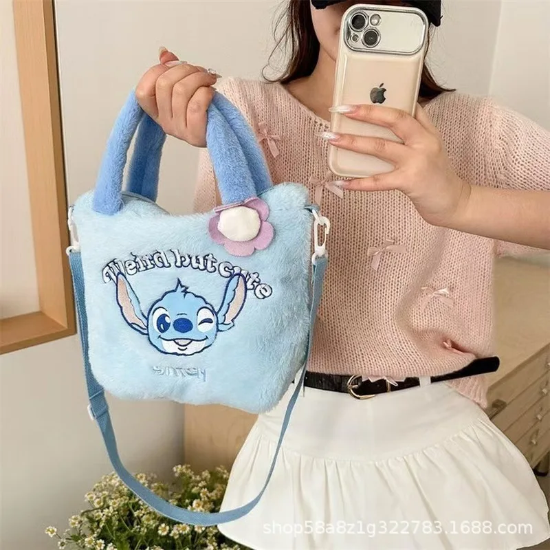 Hello Kitty Miniso Disney Sanrio Tote Bag Cute Cartoon Stitch Strawberry Bear Creative Peripheral Children Girl Birthday Gifts