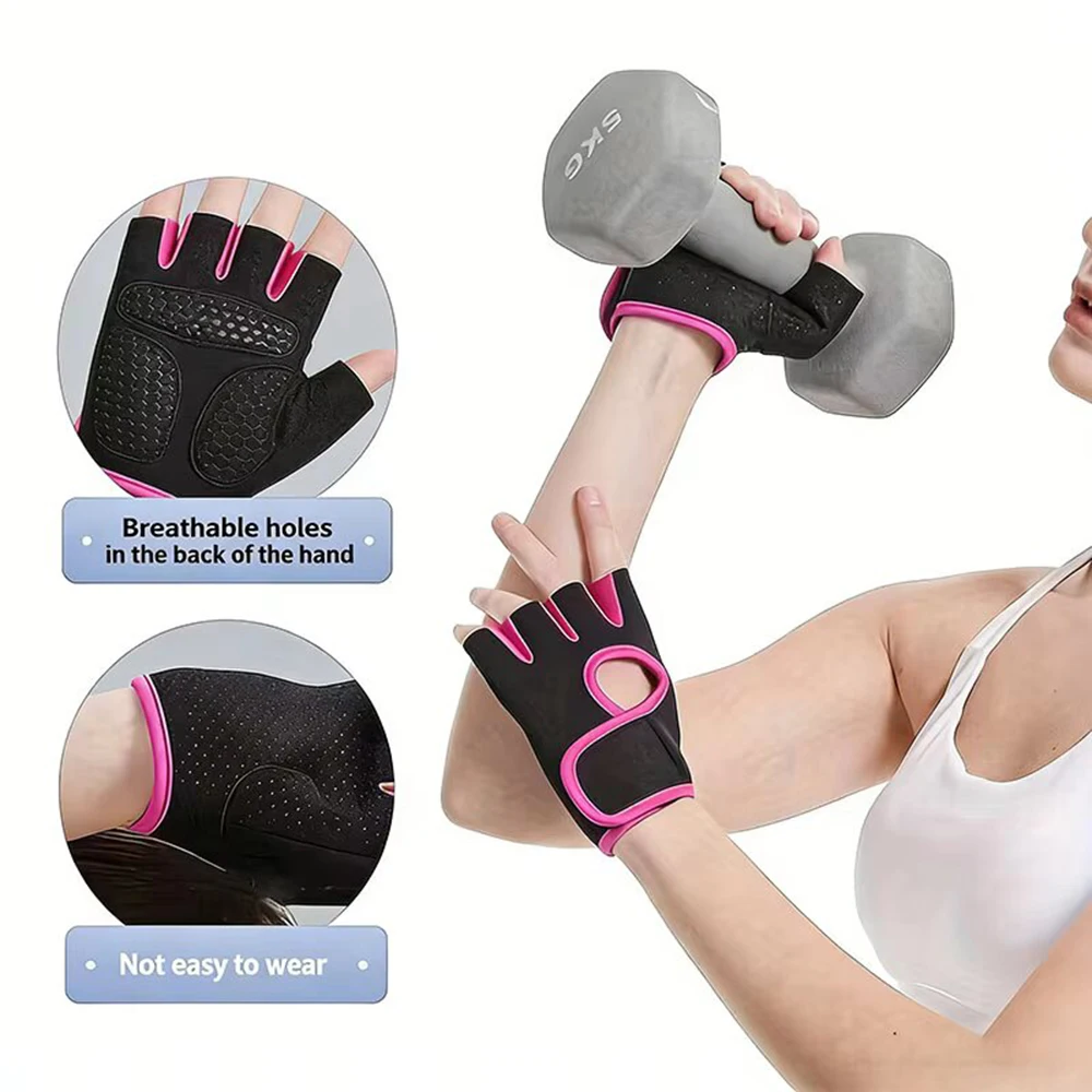 Breathable Half Finger Sports Gloves Anti-Slip Shock-Absorbing Fitness Cycling Weightlifting Iron Rolling Hand Palm Gloves