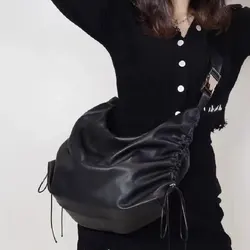 이너 y2k 핫 걸 빅 토트 소프트 PU 가죽 크로스 슬링 백, 여성용 대용량 캐주얼 쿨 호보 백, 2024 신제품