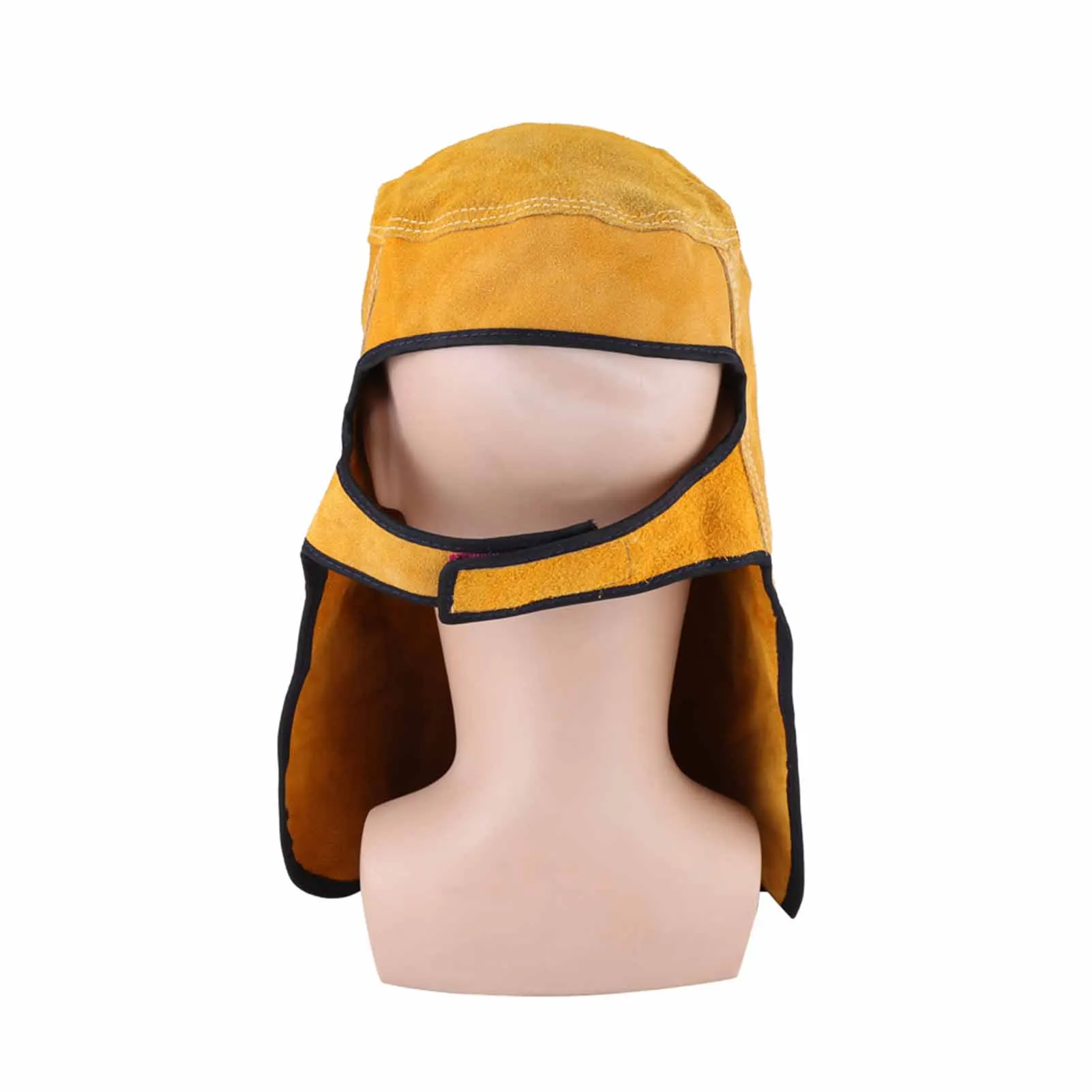 Head-mounted TIG welding shield with glare protection, full-face leather shield with standard lens,heat-resistant and breathable
