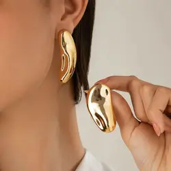 DIEZI Steampunk Vintage Gold Silver Color Metal Stud Earrings Women Punk Fashion Geometric Irregular Piercing Earring Jewelry