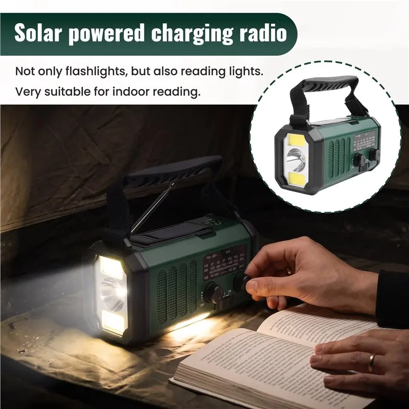 ABZZ-1 Pack Solar Power Emergency Hand Crank Radio Plastic AM FM NOAA Weather Radio, SOS, 3 Modes LED Torch,Reading Lamp