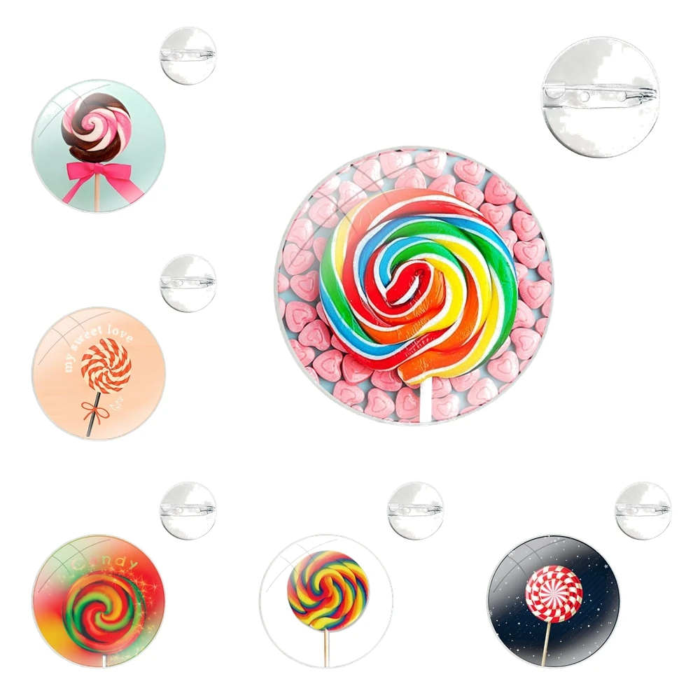 Colorful Candy lollipop Patterns Pins Badge Metal Brooches For Clothes Backpack Decoration gift