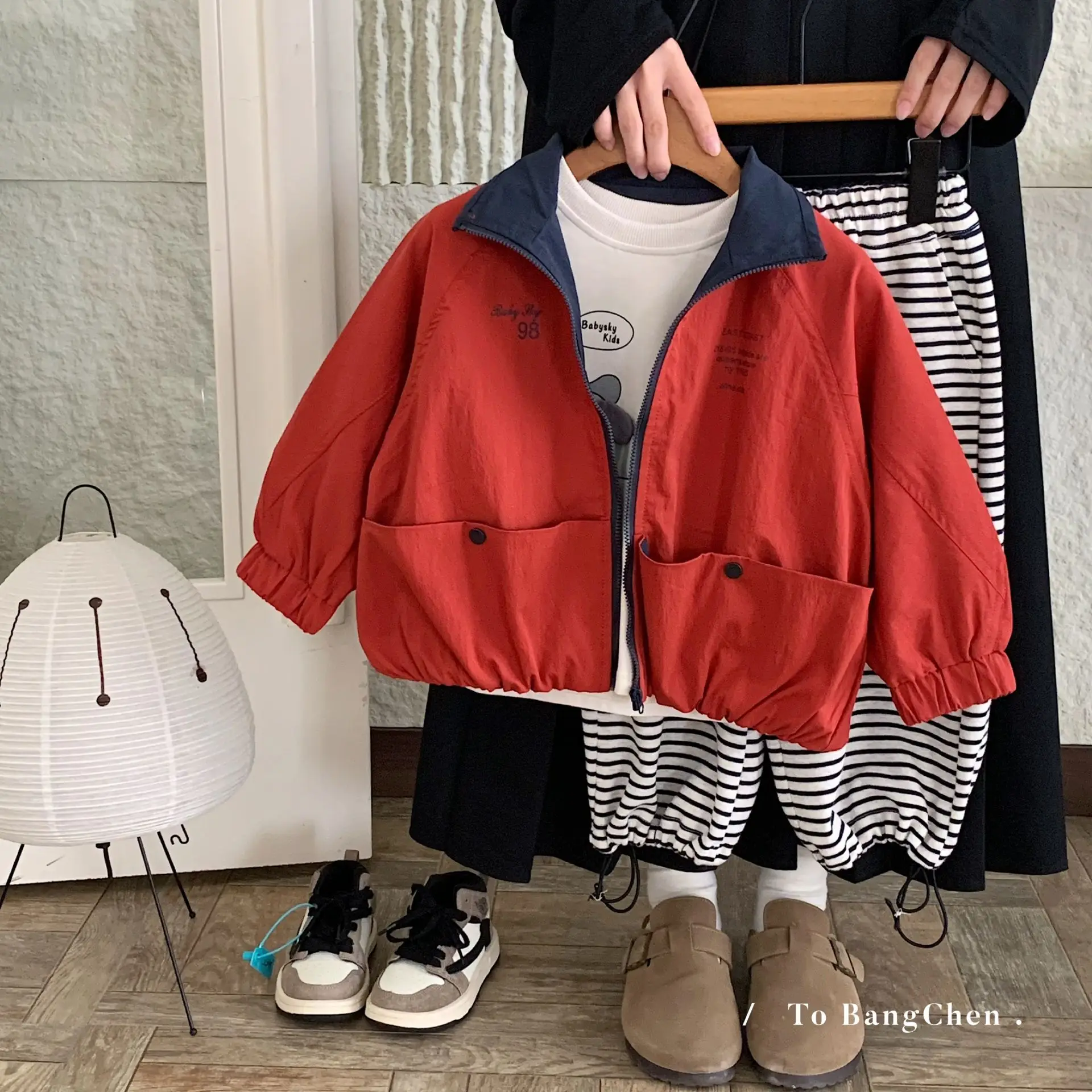 

Kids Baby Boys Coat New Autumn Embroidery Standing Collar Toddler Boys Top Long Sleeved Zippered Infant Baby Boys Outwear