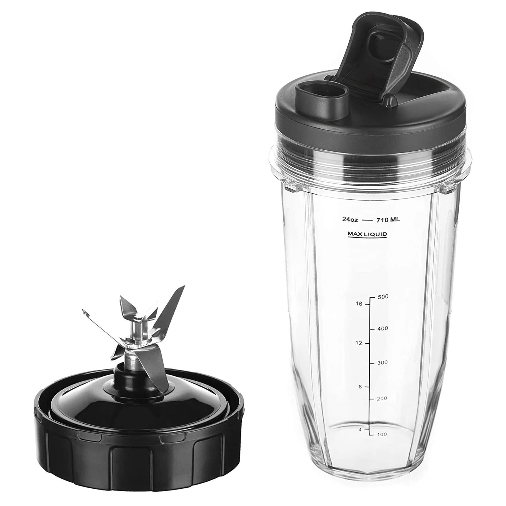 Replacement 7-Fins Blade&24 Oz Cup with Sip and Seal Compatible for Nutri Ninja Auto IQ Blenders:BL682-30 BL642-30 Ect