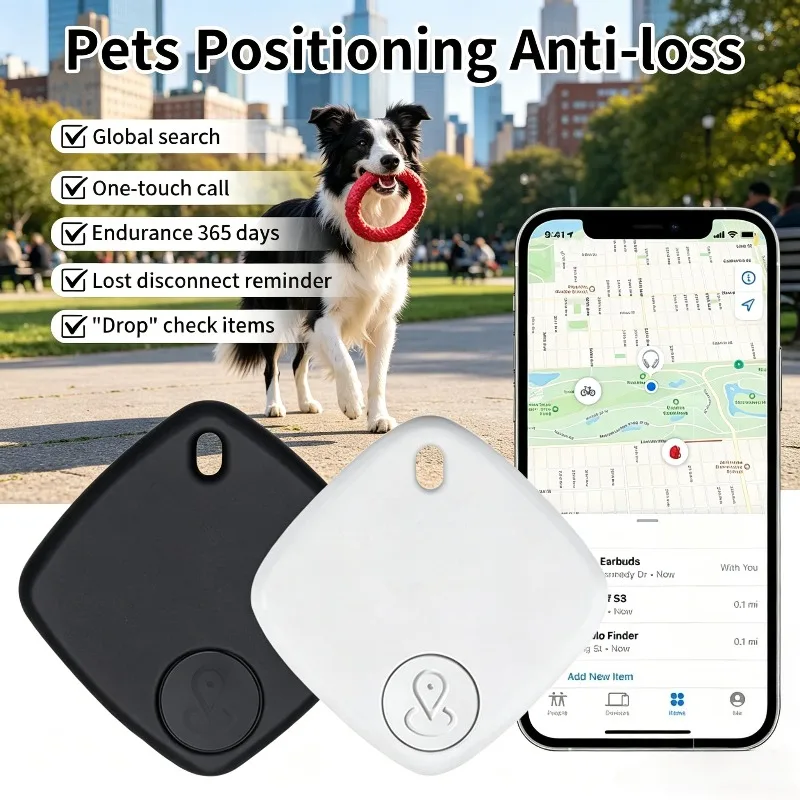 Localizzatore GPS Bluetooth Smart Mini per Animali Domestici, Dispositivo Anti-Smarrimento per Cani e Gatti, Compatibile con iOS, Android e App Find My
