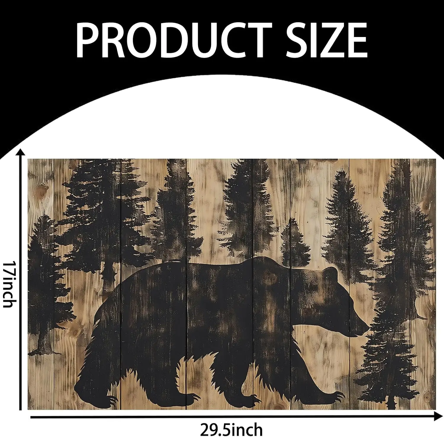 Rustic Bear Family Wilderness Cabin Style Wood Look Entryway Doormat Outdoor Welcome Mat Rug House Decor Gift