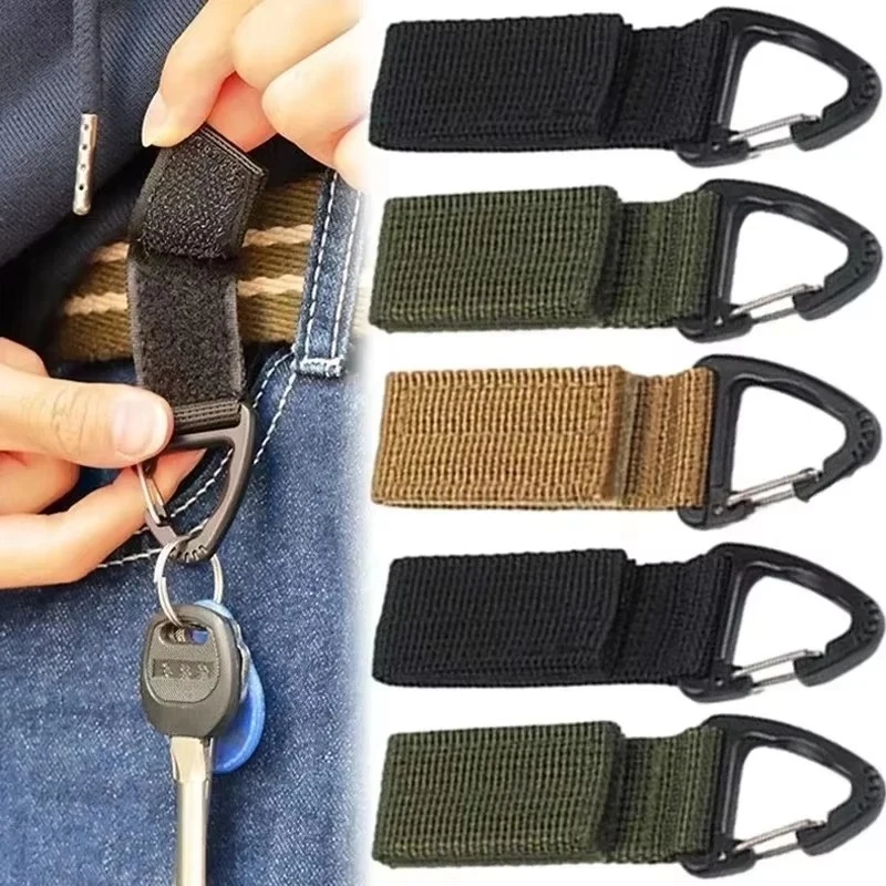 1-4pcs Outdoor Tactical Molle Belt Keeper Webbing Clip Keychain Holders Backpack Carabiners Hook Water Bottle Hanger Key Ring