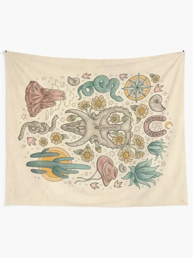 

The Desert Sunflowers | Dinosaur Southwest Adventure Art | Natural History Explorer Tapestry Cute Room Decor Tapestry
