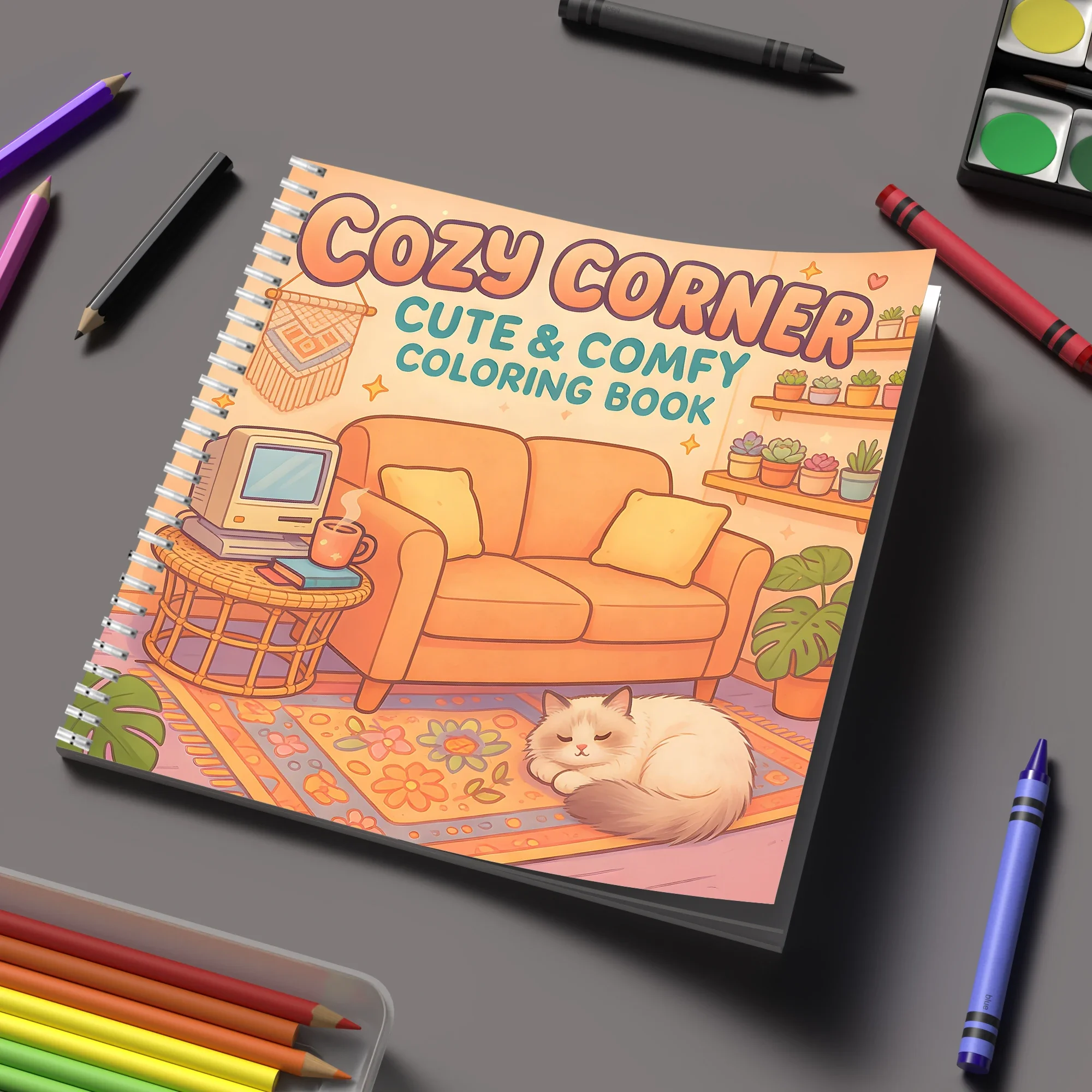 Coloring Book Cozy Corner for Adult Colouring Book, Birthday Day Gift, Back to School Supplies, Adults Cute Drawing Book