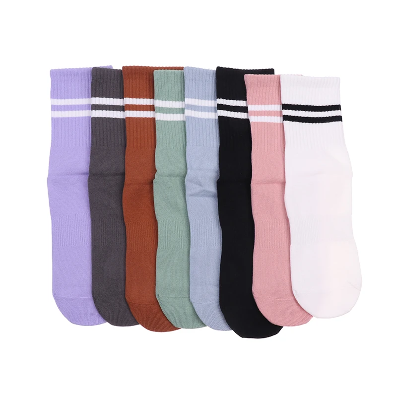 

Cotton Breathable Mid-calf Yoga Socks Solid Color Striped Anti-slip Sports Socks Pilates Socks Dance Fitness Training Socks