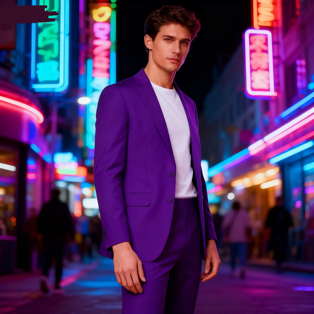 

Slim Pink Men's Two-Piece Suit Summer Fashion Notch Lapel Single-Breasted Business Casual Wedding Outfit with Jacket And Pants