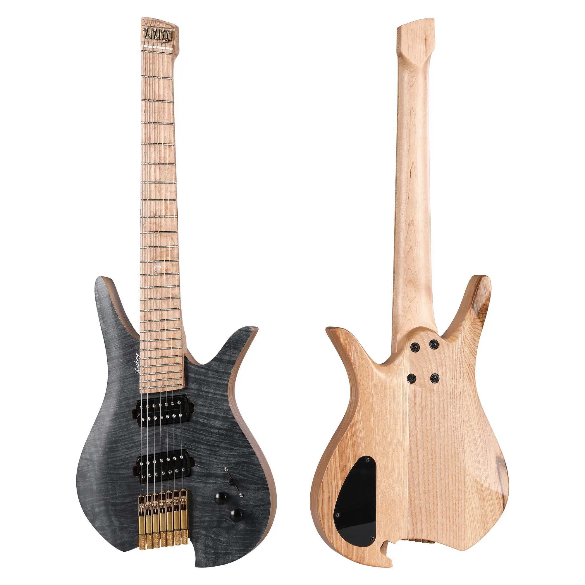 

Batking Travel Guitar,7 String Fanned Fret Headless Electric Guitar with Multiscale Birdeyes Fingerboard Of Headless Guitar