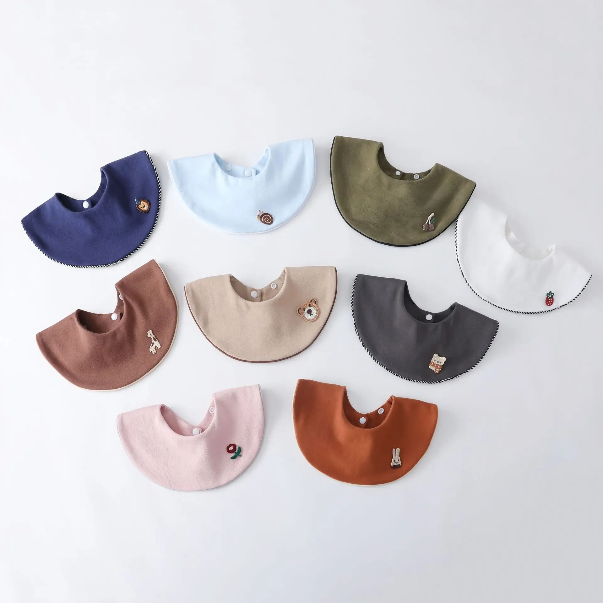 High Quality Baby Bibs Newborn Cotton Soft Saliva Towel Infant Feeding Cloth Bandanas Color Blocking Pinny Waterproof U-shaped
