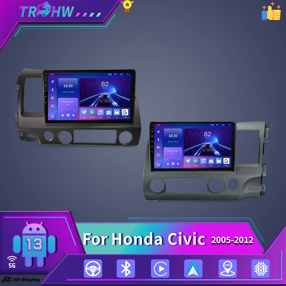 

Android 13 Carplay Car Stereo Radio for Honda Civic 8 2005 - 2012 Multimedia Player Navigation GPS 2 Din 4G Audio DVD