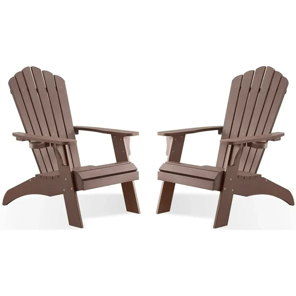 Outdoor Chair, Oversized Fire Pit Chair with Cup Holder, 350lbs Patio Chairs, Weather Resistant Adirondack Chair, outdoor table