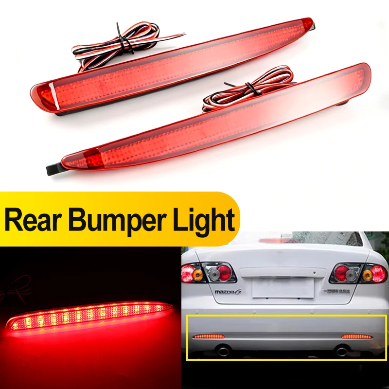2PCS Rear Bumper Fog Brake Light For Mazda 6 2003 2004 2005 2006 2007 2008 Led Deflector Light OEM# GK2A-51-5L0, GK2A-51-5M0