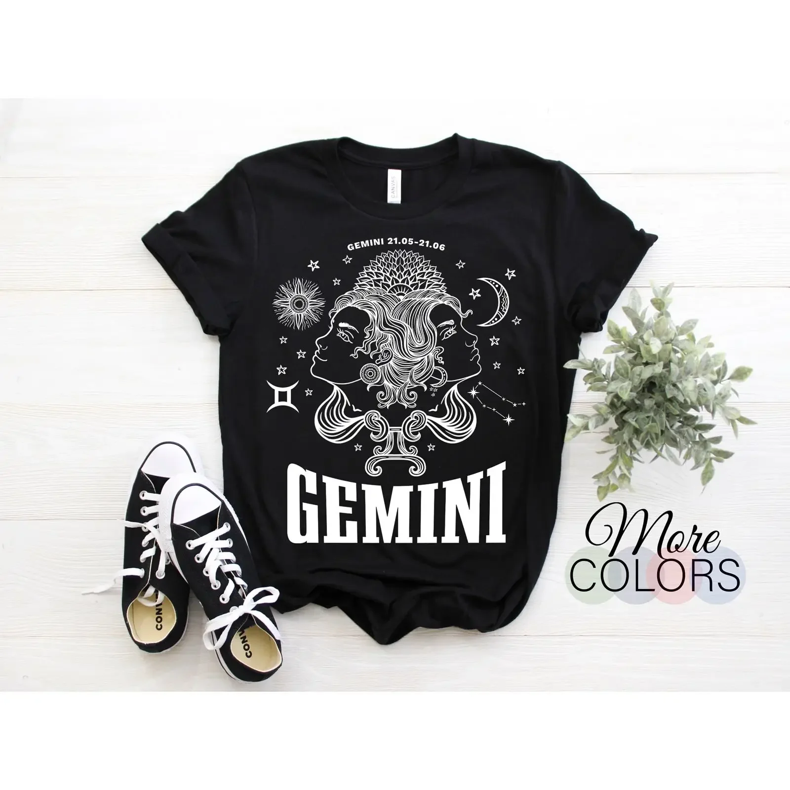 Gemini Zodiac Astrological Sign T Shirt Horoscope Birthday for People Born May 21 June Casual Women  vintage Washed Slightly