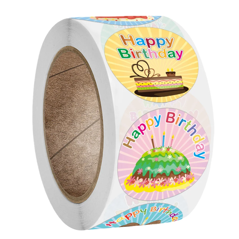 

500pcs Birthday Stickers Copper Plate Envelope Seals Party Tags for Decoration Notebook Gift Box Labels Decals Child Celebration