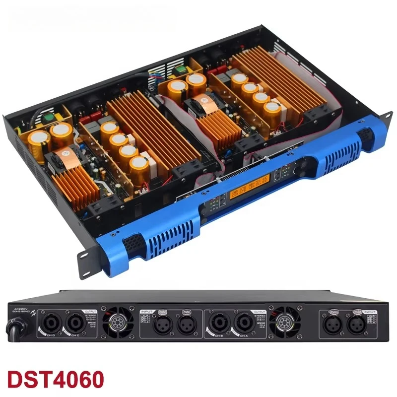 4pcs 4-channel Professional Digital Power Amplifier Class D 1U Power Amplifier 600Wx4 Stereo Power Amplifier for Conference Room