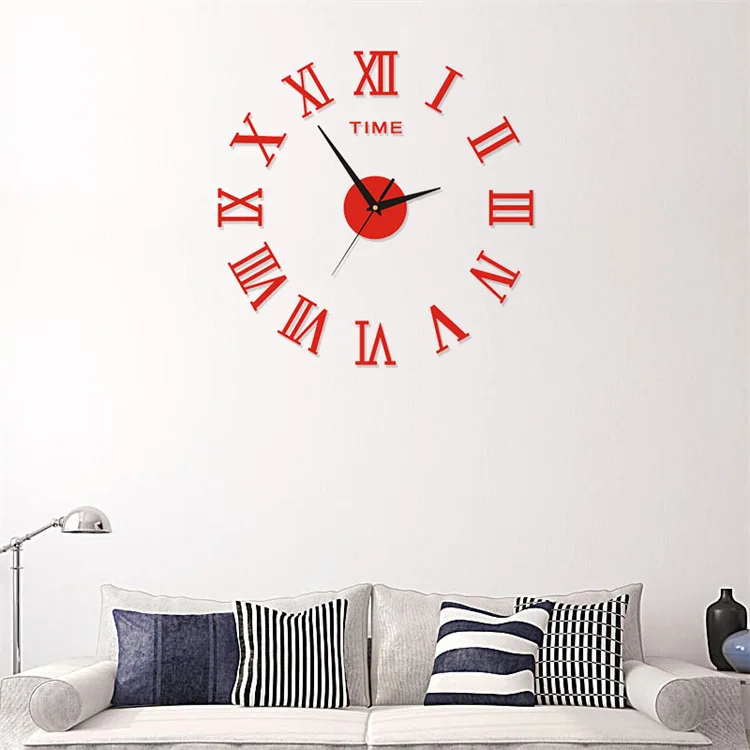 2022 New 3D Roman Numeral Acrylic Mirror Wall Clock Sticker Fashion DIY Quartz Clocks Watch Home Decoration Living Room Stickers