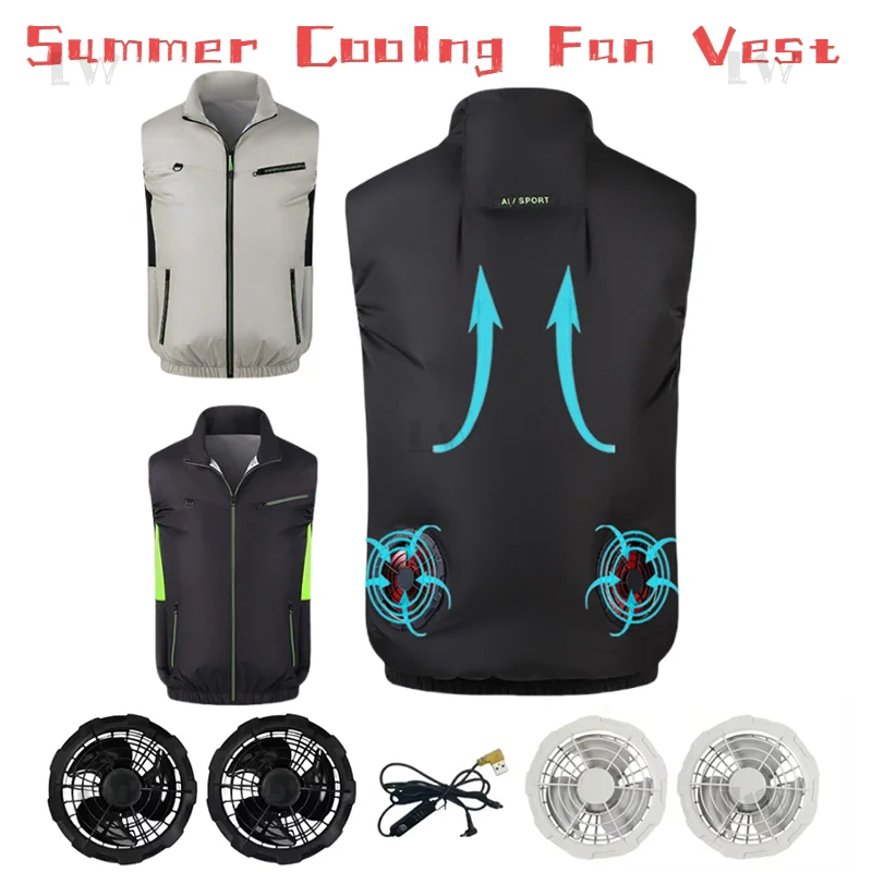 

Fan Vest Wearable Air-conditioned Clothes Heat Resistant Electric Cooling Vests Cool Breathable Sleeveless Workwear For Summer