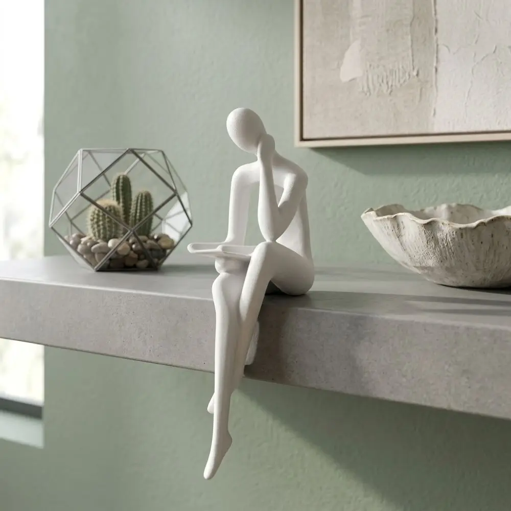 Minimalist Abstract Thinker Sitting Figurine Long Leg Plastic Edge Sitter Character Sculpture Aesthetic 3D Printing