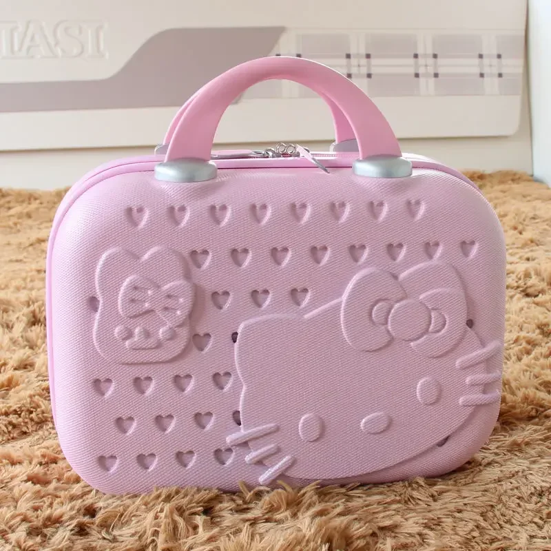 Kawaii Hello Kitty Storage Case Suitcase Box Large capacity Cosmetic Bags Portable Travel Handbag Carrying Gift For Girls Women