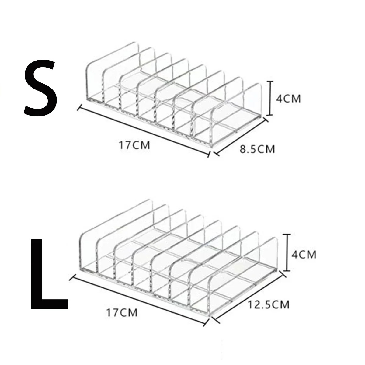 7-Compartment Transparent Makeup Organizer for Eyeshadow Palette and Cosmetics, Vanity Table and Bathroom Countertop Storage Box