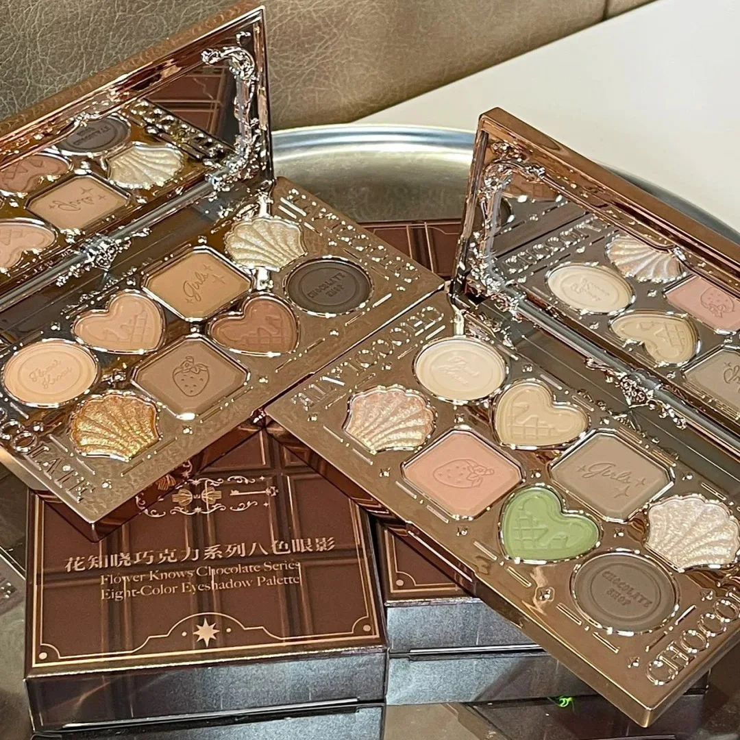 

Flower Knows Chocolate Shop, 8-цветная палитра теней для век, мерцающие матовые хамелеоны, прессованные блестящие долговечные тени для век