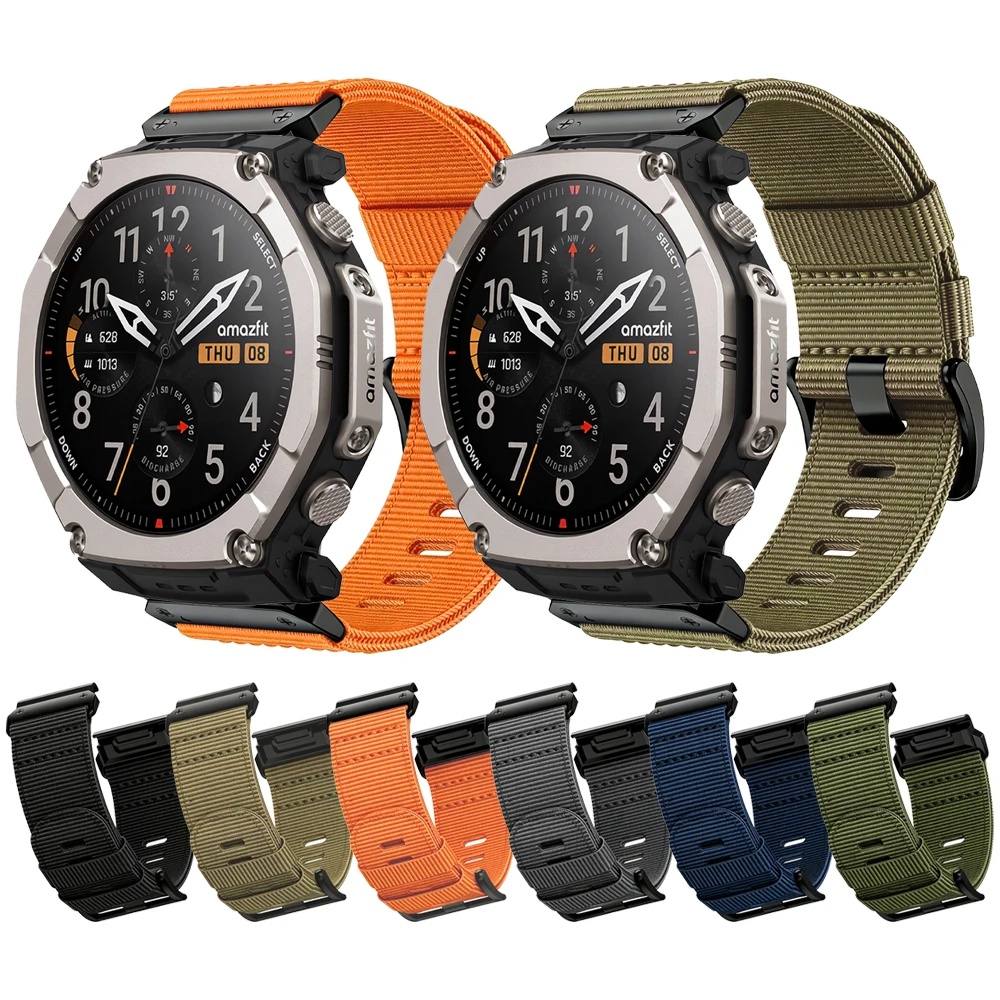 Tactical sports nylon strap For Amazfit T-Rex Ultra 2 51mm Watch Band Wristband Bracelet Replacement Accessories