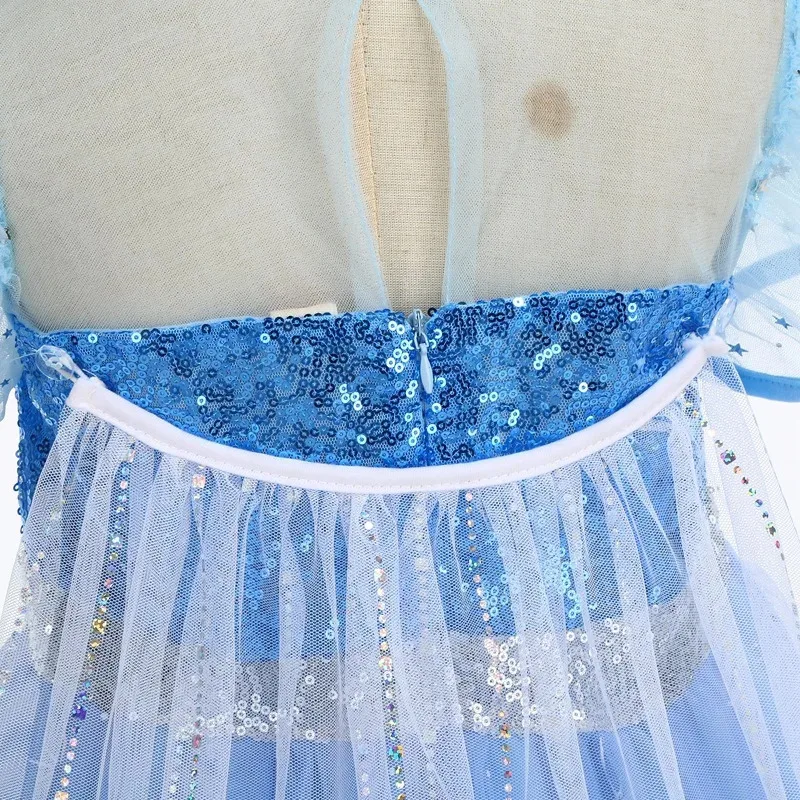 Vestido de lentejuelas de princesa Elsa Frozen de malla de estilo occidental para niñas de Halloween disfraz cosplay om [8