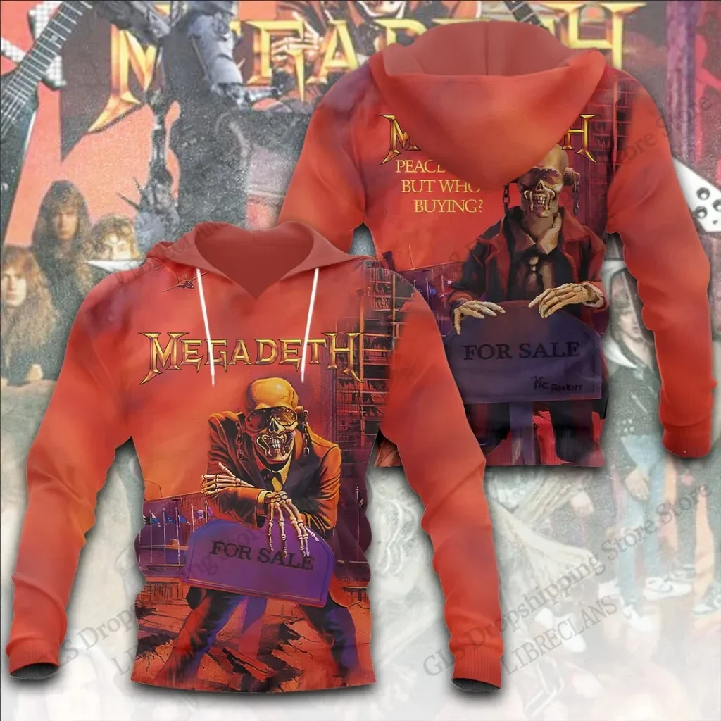 Unisex-Hoodie in hoher Qualität mit 3D-Design – im Retro-Stil der Rockband Megadeth – ein trendiges Sweatshirt für Herbst/Winter, ideal für Teenager. – Detail 13
