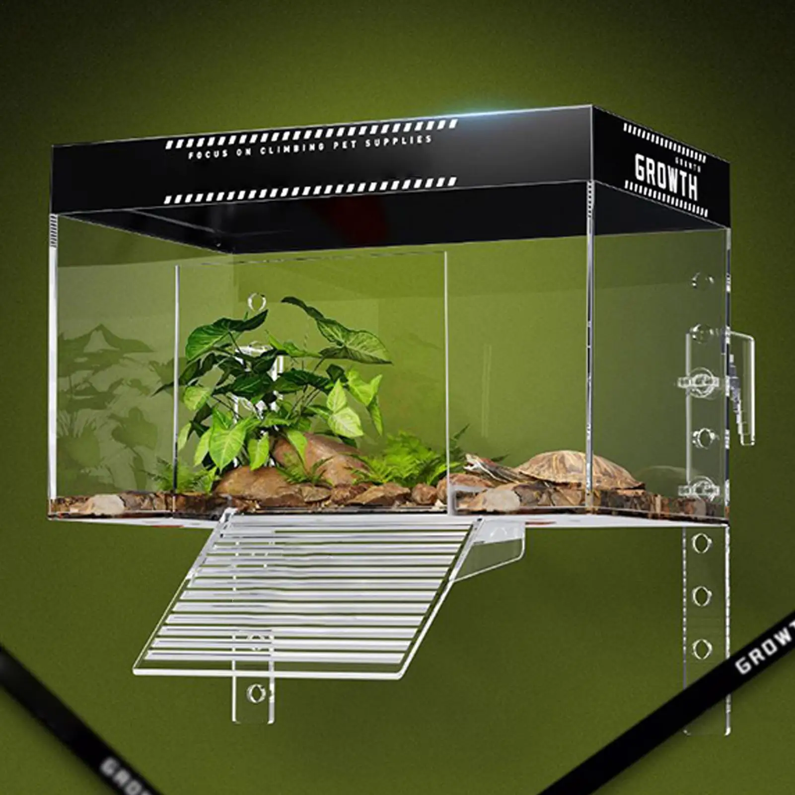 Schildkröten-Sonnenbank mit Rampe für Terrarium – Überwasser-Sonnenbank für Reptilien – Ruhebereich für Schildkröten – Habitat für Schildkröten