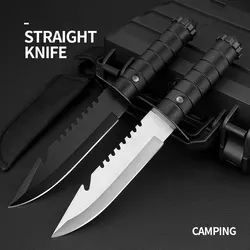 Field High hardness straight knife, fixed blade, sharp fruit knife, multi-purpose outdoor tactical knife and cutting knife