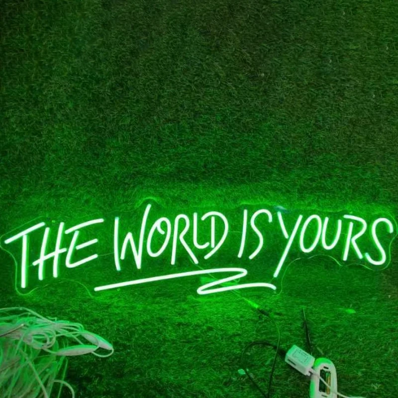 The World Is Yours Neon Sign Custom Fashion LED Neon Signs for Game Room Bedroom Teenagers Children’s Room Decor Kids Gifts Neon