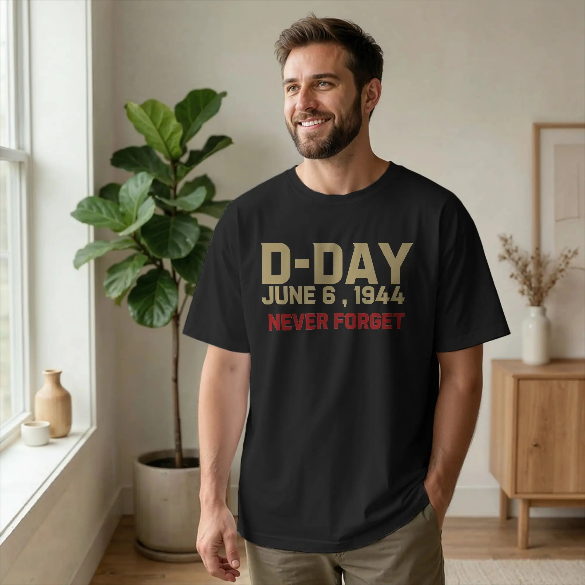 Vintage WW2 D-Day Normandy Landings T-Shirt Men Round Neck Cotton T Shirts Never Forget Short Sleeve Tees Graphic merchandise
