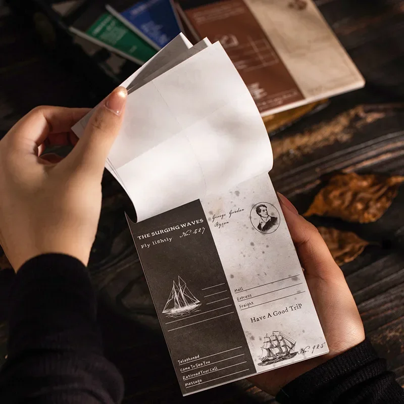 1pack/3pack Vintage Literary Series Notebook Journals 6 Designs Text Collage Scrapbook Decor Bound Notepads