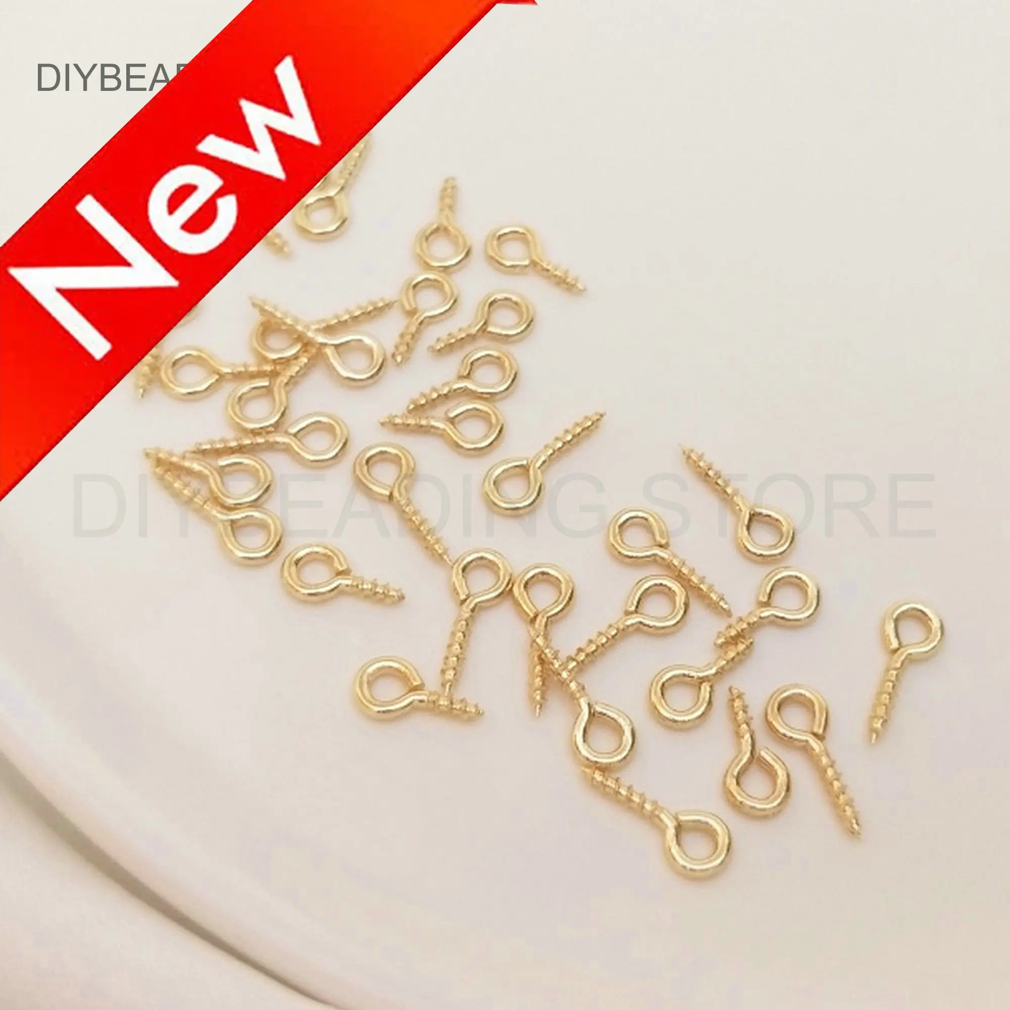 

14K Gold Plated Brass Eye Peg Bail Top Pins for Half Drilled Pearl Beads Screw Eye Hook Eyelets Finding for Jewelry Making