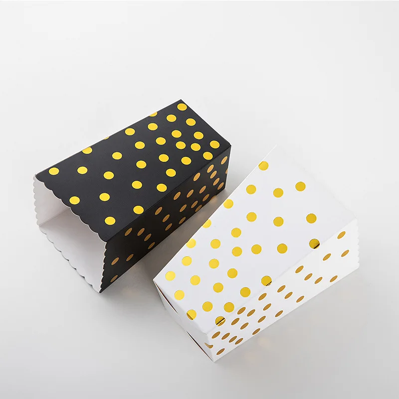 12 Stücke Schwarz und Weiß Gold Polka Dot Popcorn Box Geburtstag Geschenk Box Film Party Supplies Weihnachten Hochzeit Party Dekoration – Detail 6