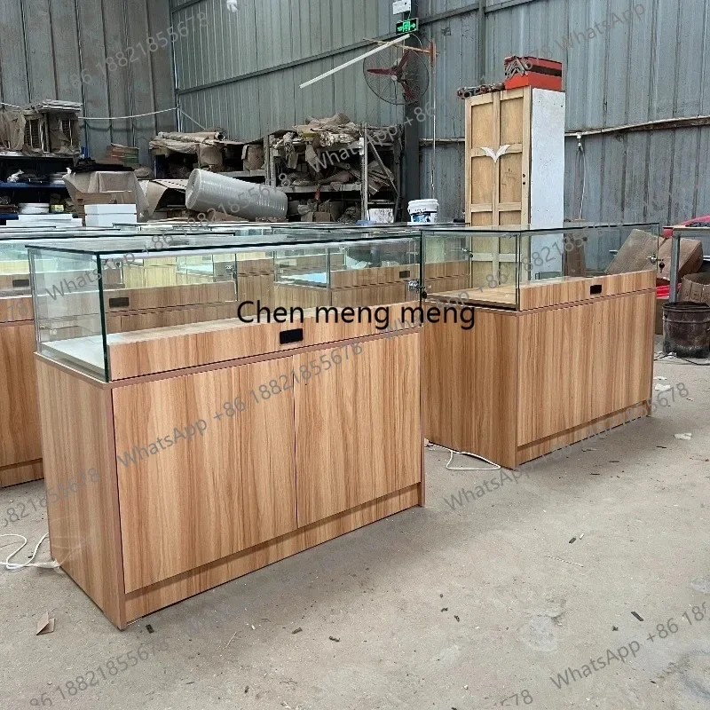 X188 Modern Log Color Jewelry Exhibition Cabinet Nordic Creative Glass Display Cabinet Commercial Furniture Church Pulpit