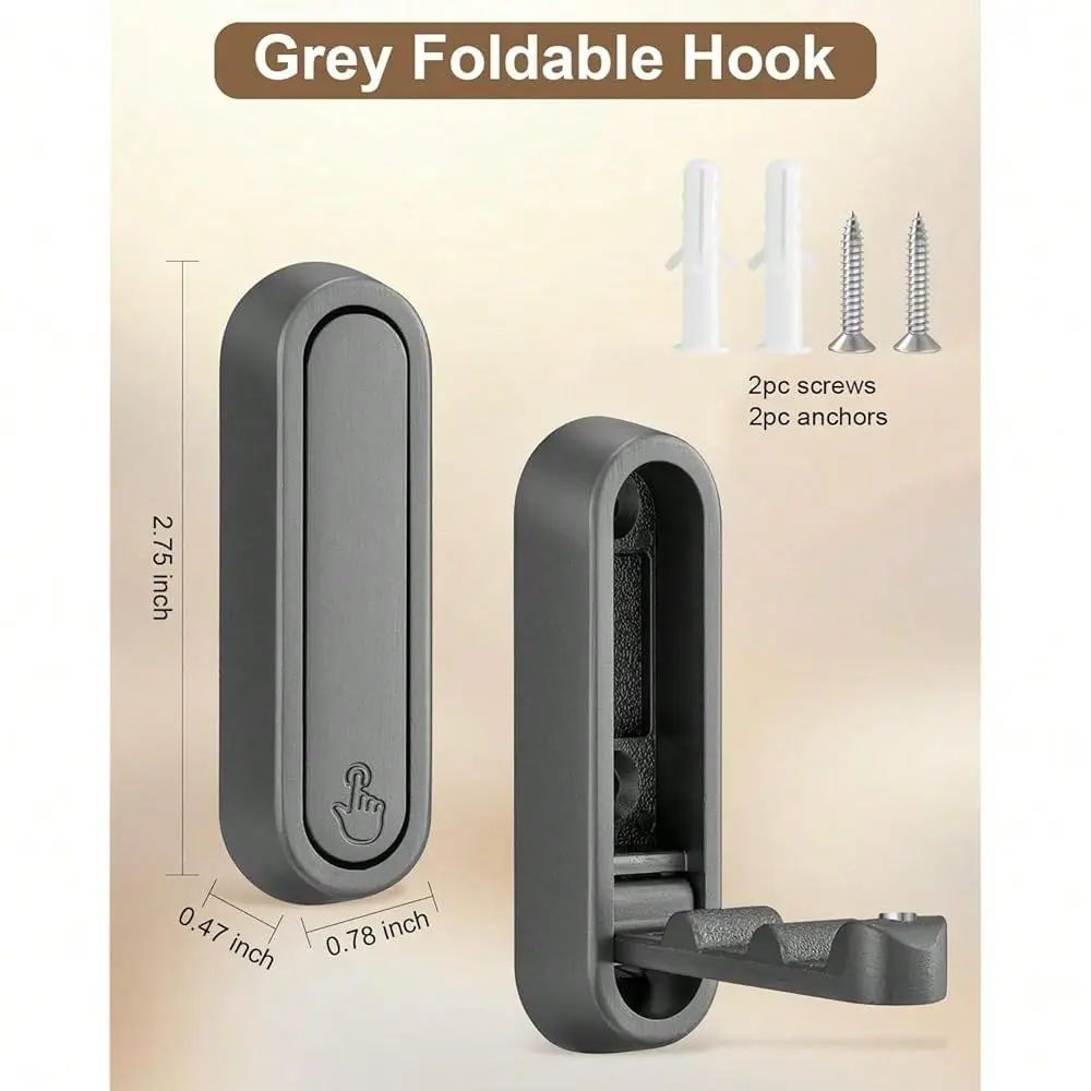 

Folding Wall Hooks, 4PCS Foldable Coat Hooks, Heavy Duty Wall Mounted Metal Hooks For Hanging Coats, Scarves, Hats, Bags, Towel