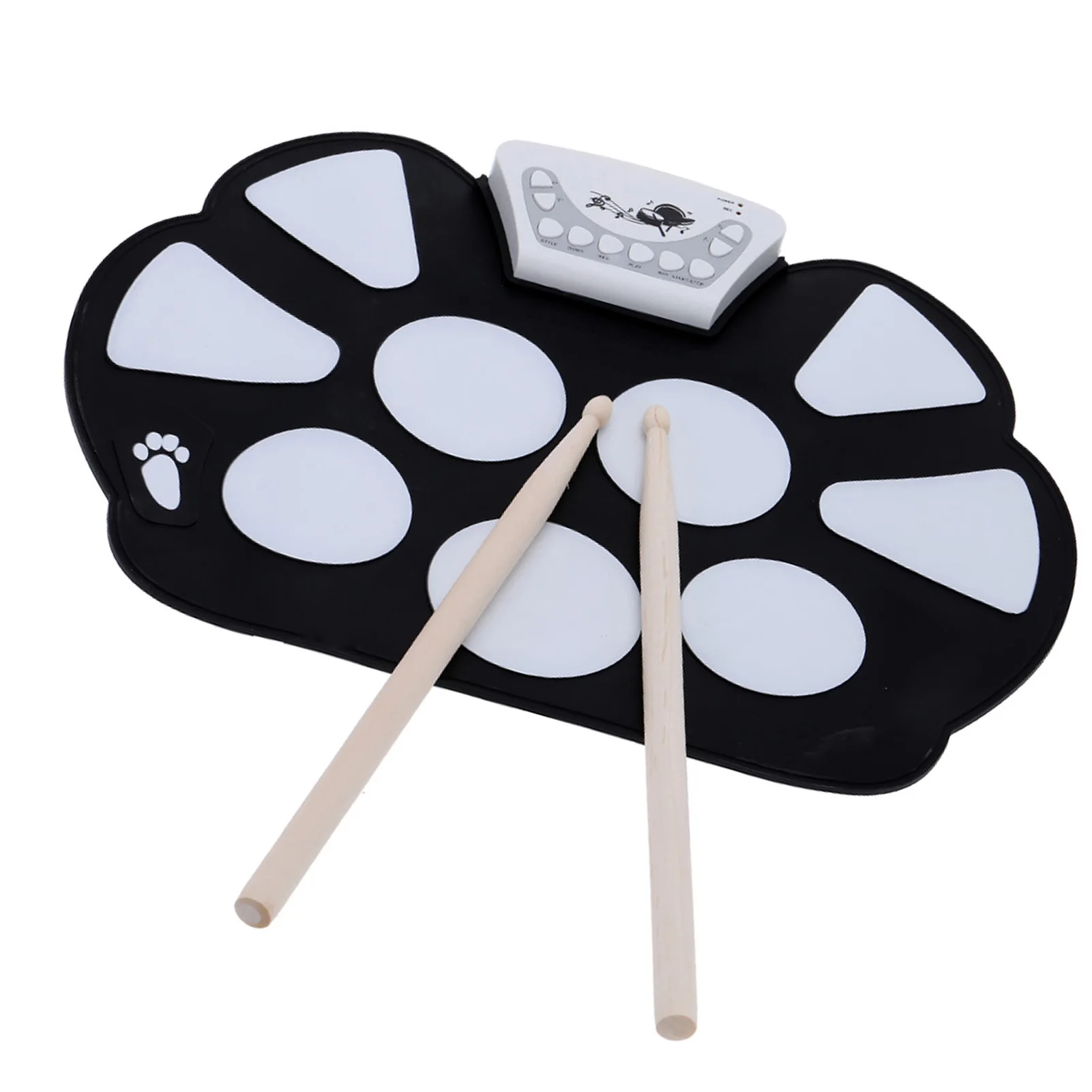 

Portable Electronic Drum Pad Kit Silicon Foldable with Stick