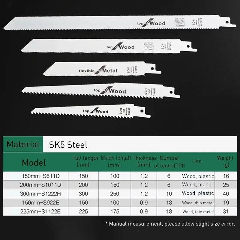 1pc Lame per seghetto alternativo Denti grossolani e fini Lama per sega alternativa per legno Plastica Metallo morbido Taglio Utensili elettrici Accessori