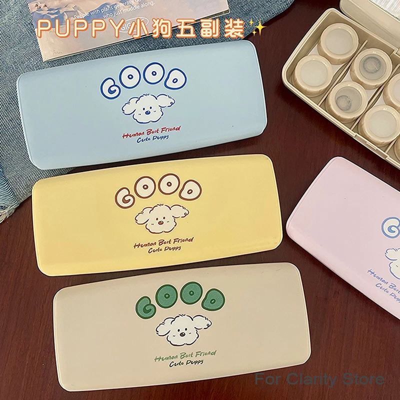 

5 Pairs Cute Dog Contact Lens Case Lovely Cosmetic Lens Container Portable Travel Set Spectacle Case Storage Lens