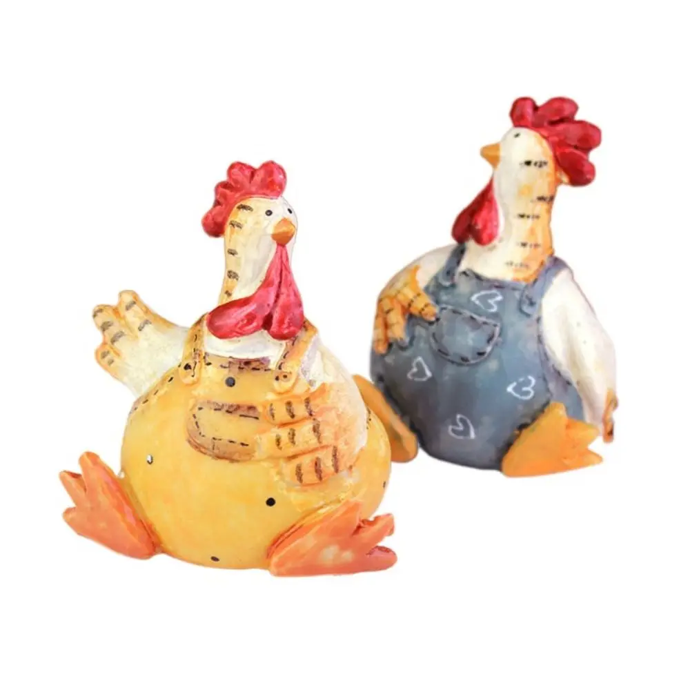 

Cute Couple Chicken Figurines Miniature Resin Artifact Chicken Ornament Craft Cartoon Decorative Easter Decorations Boys Gift