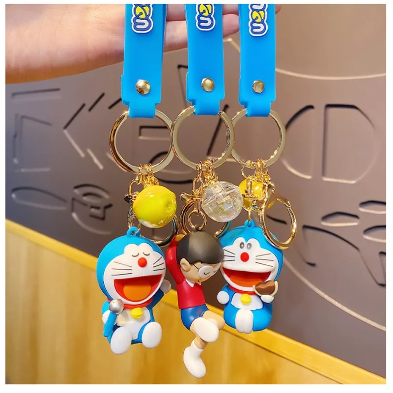 Doraemon Keychain Pendant Cartoon Tinkerbell Cat Schoolbag Charm Creative Car Key Ring Doraemon Nobita Keys Holder Keyring Gift