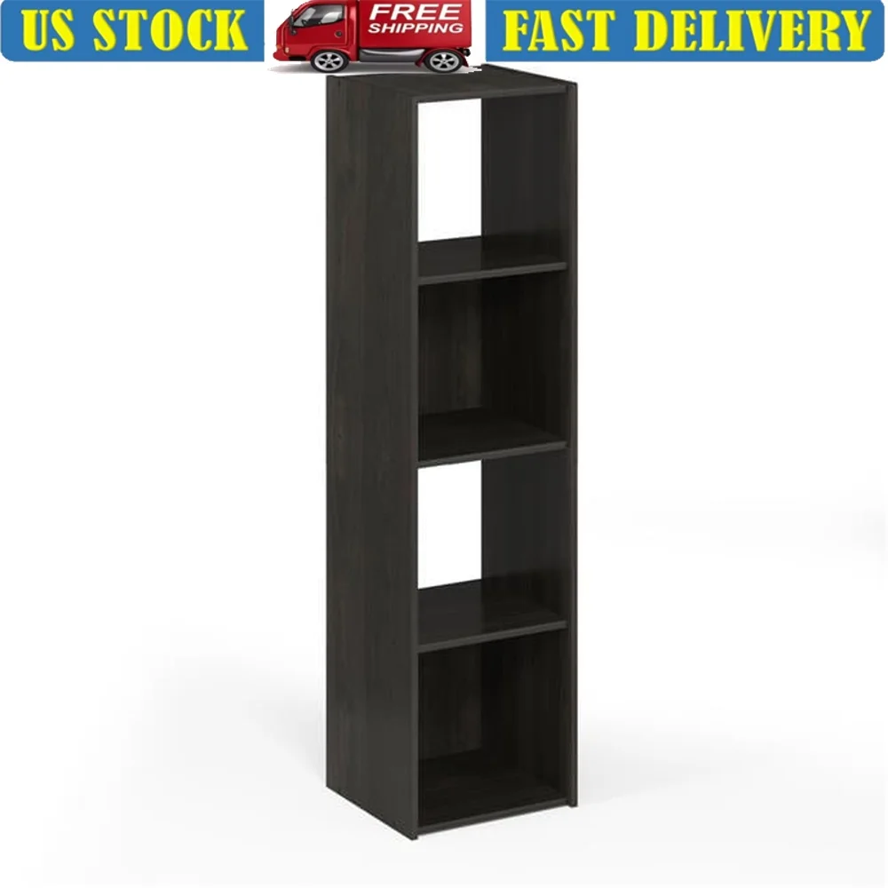 

Cubic Storage Cabinet MDF Construction 4 Shelves Vertical Organizer Easy Assembly Living Room Furniture Space Saver