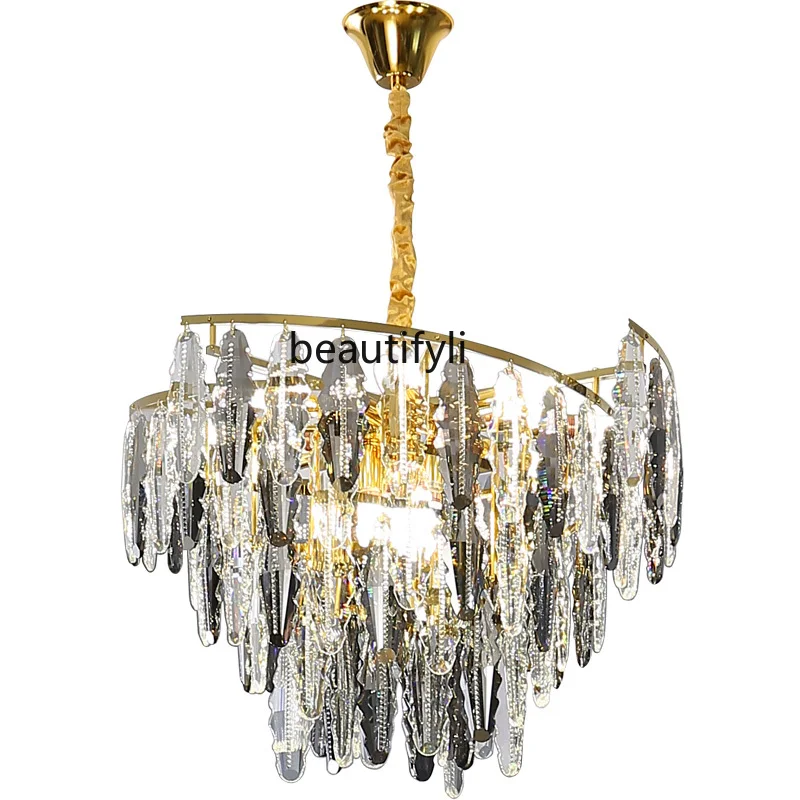 LBX Light Luxury Crystal Living Room Chandelier Post-Modern Hong Kong Model Room Bedroom Light Dining-Room Lamp